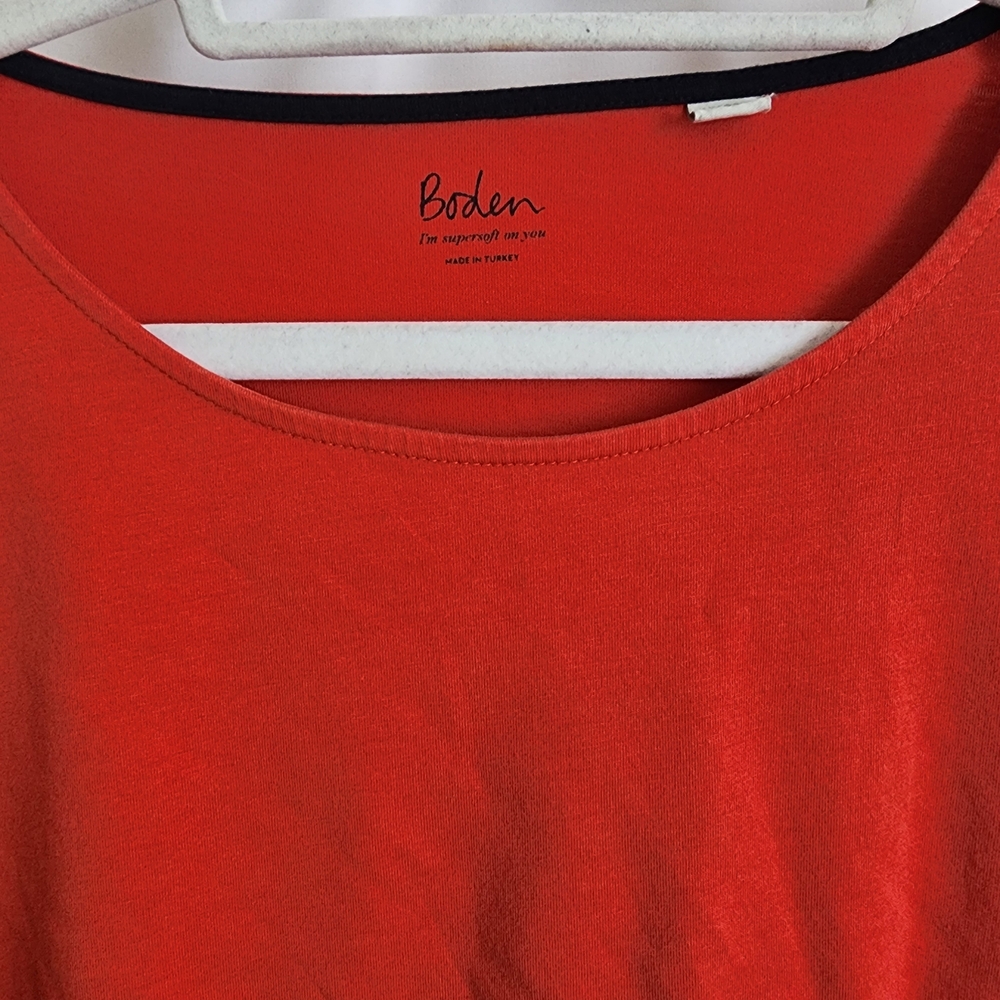 Boden Long Sleeve Scoop Neck Top in Coral Orange - Picture 2 of 3